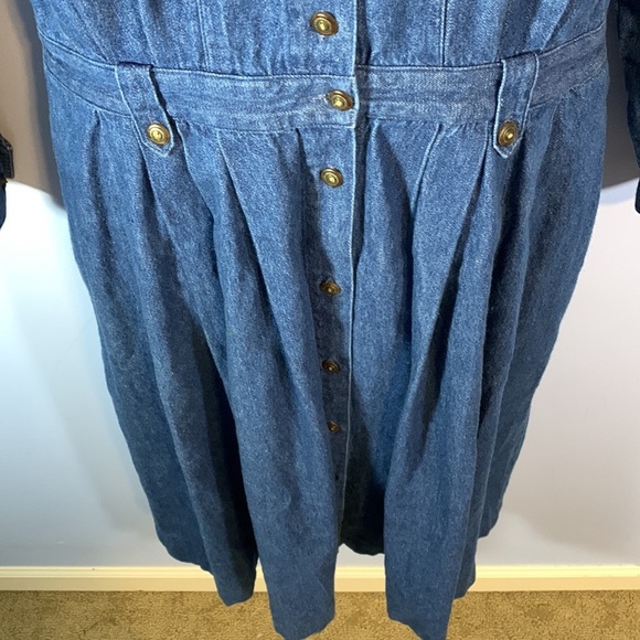 Eddie Bauer dress button down removable collar denim long sleeve pockets L farm - Picture 3 of 13